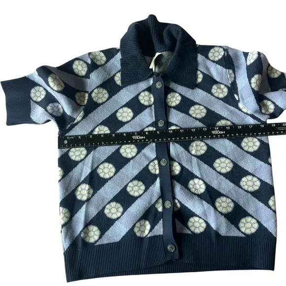 Maeve Kinsley Collared Crop Cardigan Sweater Y2K SZ M - Picture 9 of 10